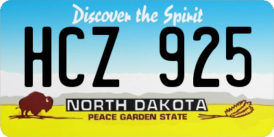 ND license plate HCZ925