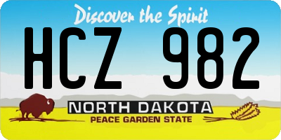 ND license plate HCZ982