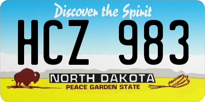 ND license plate HCZ983