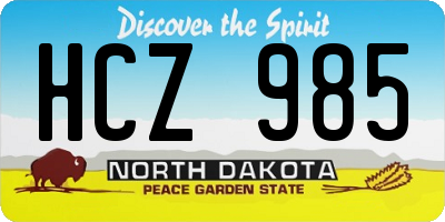 ND license plate HCZ985