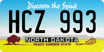 ND license plate HCZ993