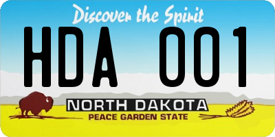 ND license plate HDA001