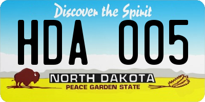 ND license plate HDA005