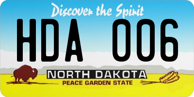 ND license plate HDA006