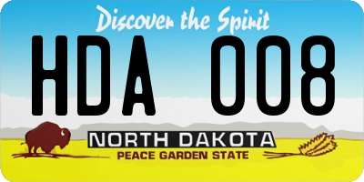 ND license plate HDA008