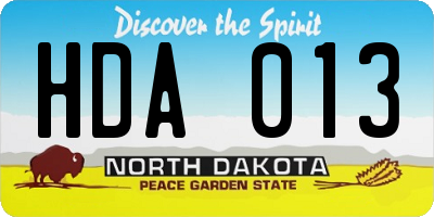 ND license plate HDA013