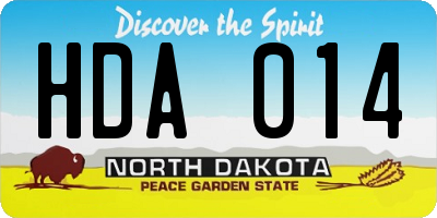 ND license plate HDA014