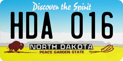 ND license plate HDA016