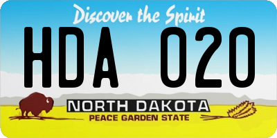 ND license plate HDA020