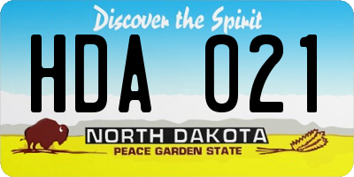 ND license plate HDA021