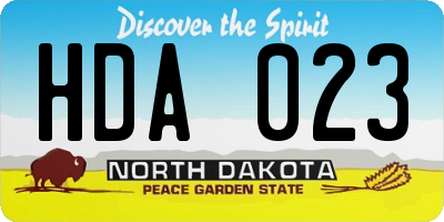 ND license plate HDA023