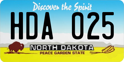 ND license plate HDA025
