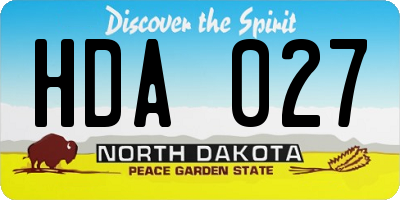 ND license plate HDA027