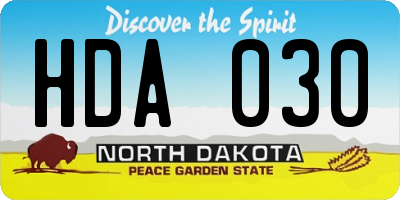 ND license plate HDA030