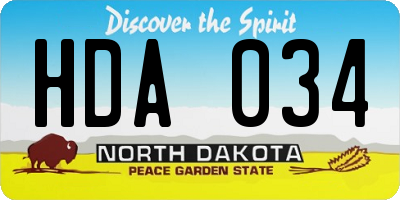 ND license plate HDA034