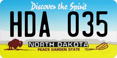 ND license plate HDA035