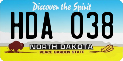 ND license plate HDA038