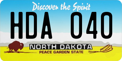 ND license plate HDA040