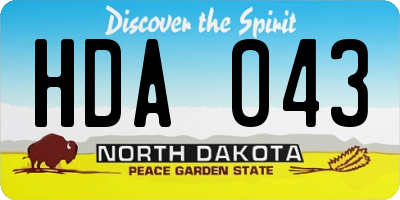 ND license plate HDA043