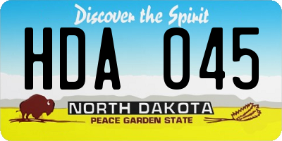 ND license plate HDA045