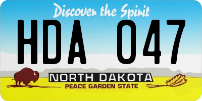 ND license plate HDA047