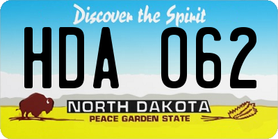 ND license plate HDA062