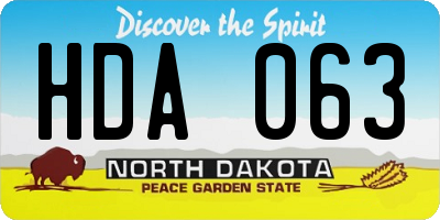 ND license plate HDA063