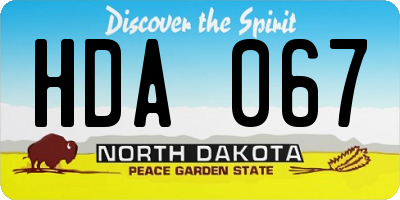ND license plate HDA067