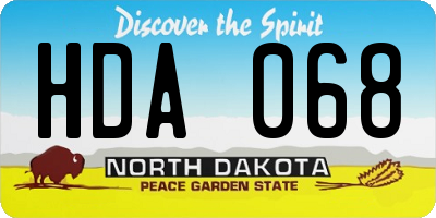 ND license plate HDA068