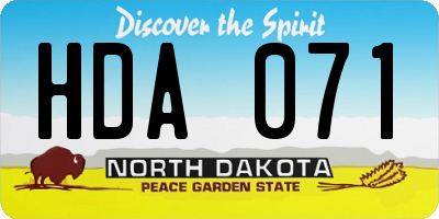 ND license plate HDA071