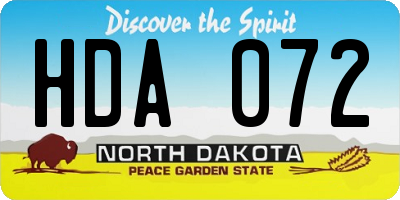 ND license plate HDA072