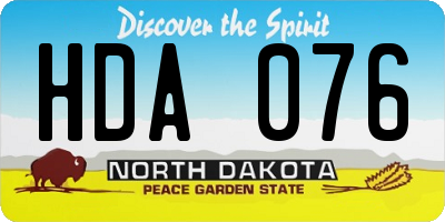 ND license plate HDA076