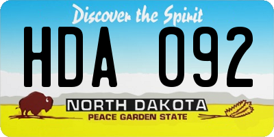 ND license plate HDA092
