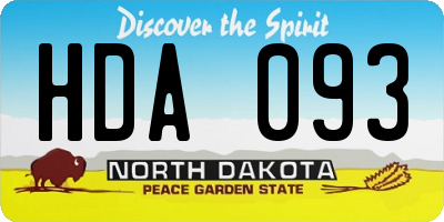 ND license plate HDA093