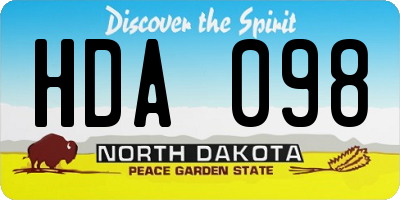 ND license plate HDA098