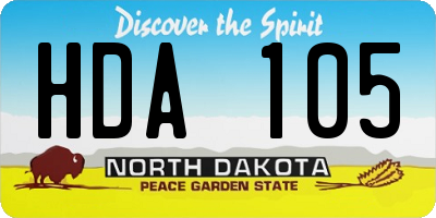 ND license plate HDA105