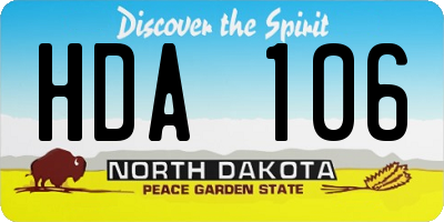 ND license plate HDA106
