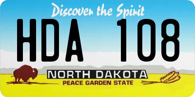 ND license plate HDA108