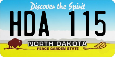 ND license plate HDA115