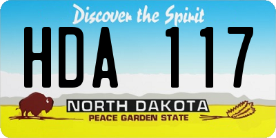 ND license plate HDA117