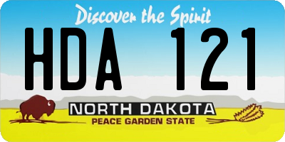 ND license plate HDA121