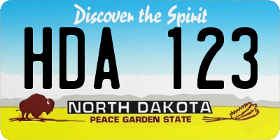 ND license plate HDA123