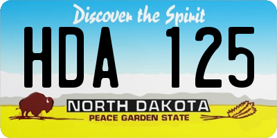 ND license plate HDA125