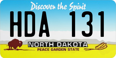 ND license plate HDA131
