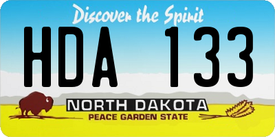 ND license plate HDA133