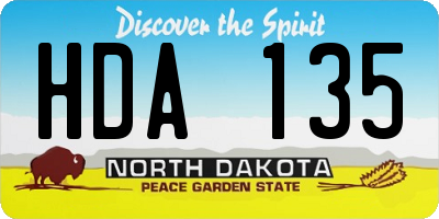 ND license plate HDA135