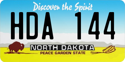 ND license plate HDA144