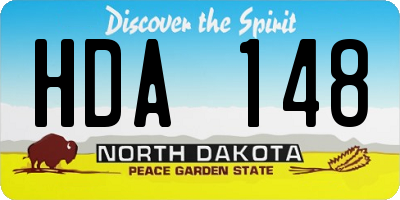 ND license plate HDA148
