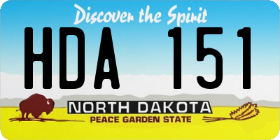ND license plate HDA151