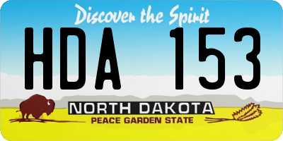 ND license plate HDA153